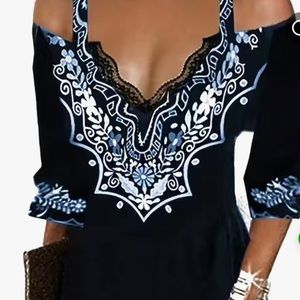 Casual  3/4 Sleeve V Neck Dress